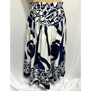 Howard Wolf Vintage Blue & White Abstract Print Maxi Skirt Size 12 Dallas